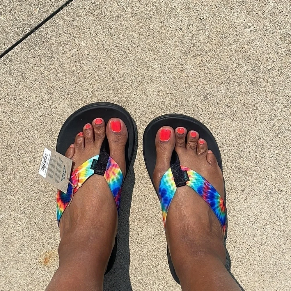 Chaco Chillos Flip Flop Sandals Dark Tie Dye Black  Rainbow shoe Men’s size 10